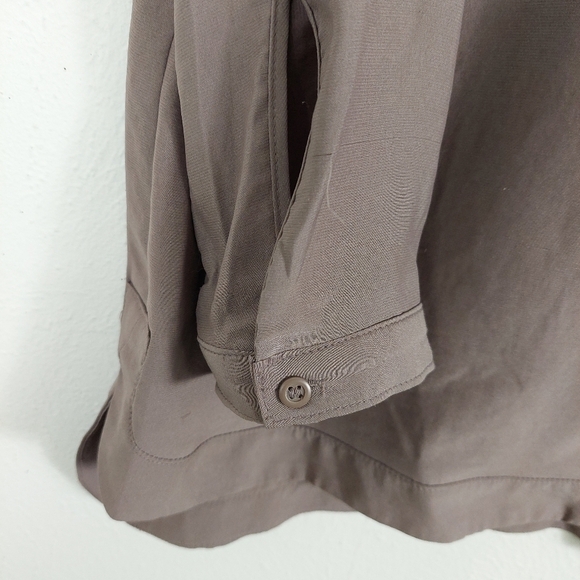 Valette Brown Silky Light Weight Layering Jacket or Tunic Zip Front Pockets EUC. - Picture 6 of 9